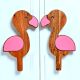 Handcrafted Acacia Wood Flamingo Handle Pair